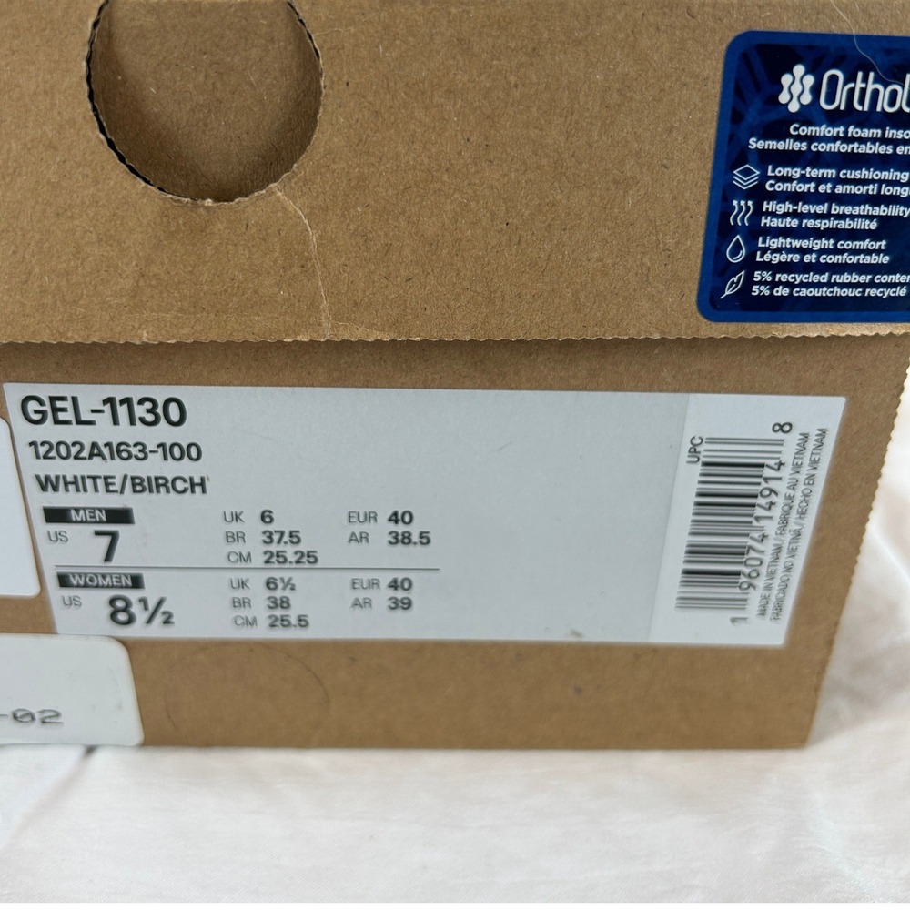 ASICS GEL-1130 White‎ Birch Cream Retro Running Shoes 1202A163-100 Womens 8.5 - Picture 15 of 15